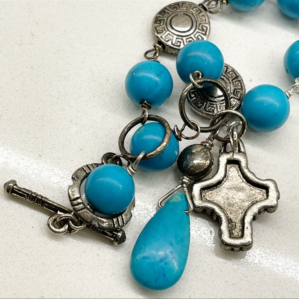 Handmade Natural Turquoise + Sterling Bracelet - Picture 9 of 9